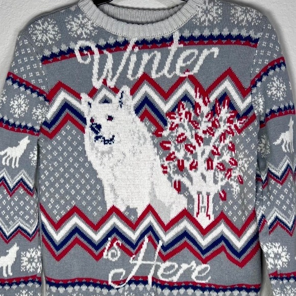 Game of Thrones Winter is‎ Here Sweater Wolf Graphic Knit SZ Medium - Picture 1 of 4